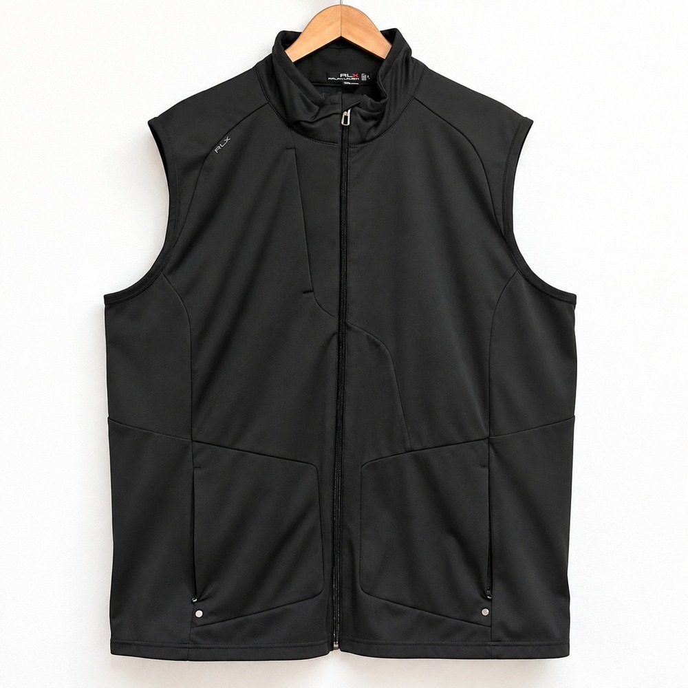 RLX Ralph Lauren Mens XL Black Full Zip Performance Golf Vest